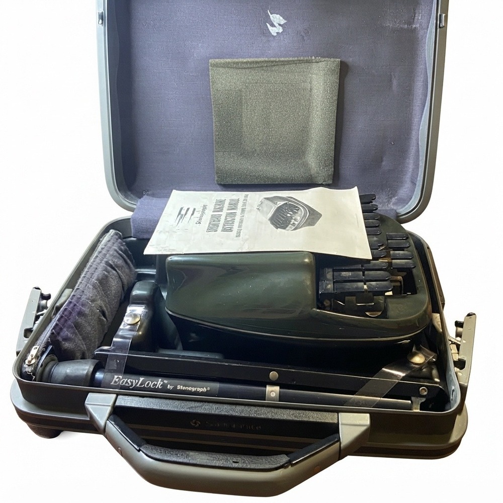 vintage Stenograph Shorthand Machine Typewriter Samsonite Case EasyLock tripod
